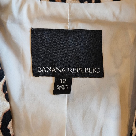 Banana Republic Womens 12 Blazer Leopard Print Tan Black Single Button Jacket - Picture 6 of 9